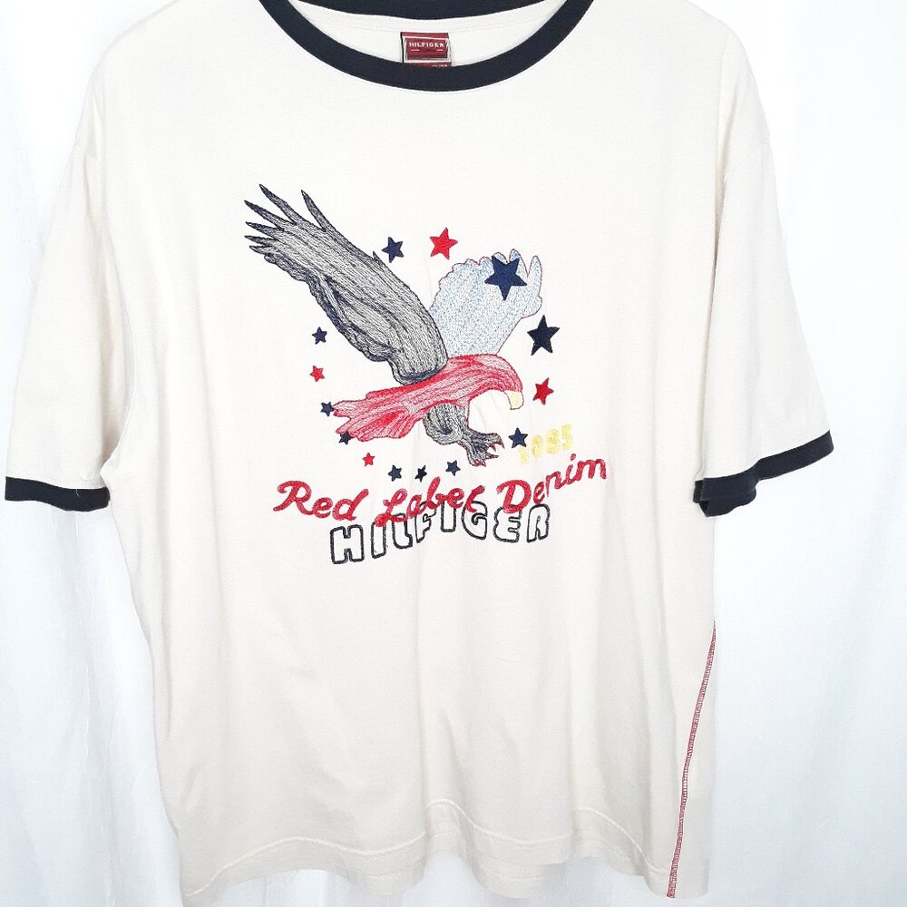 Vintage Red Label Hilfiger Embroidered Eagle Red Label Denim Tee
